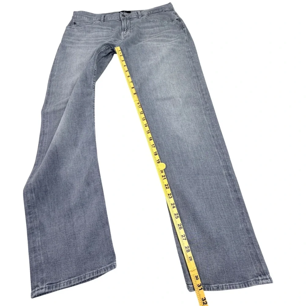 7 For All Mankind The Straight Jeans Men 36 Gray Cotton Blend Faded Whiskered